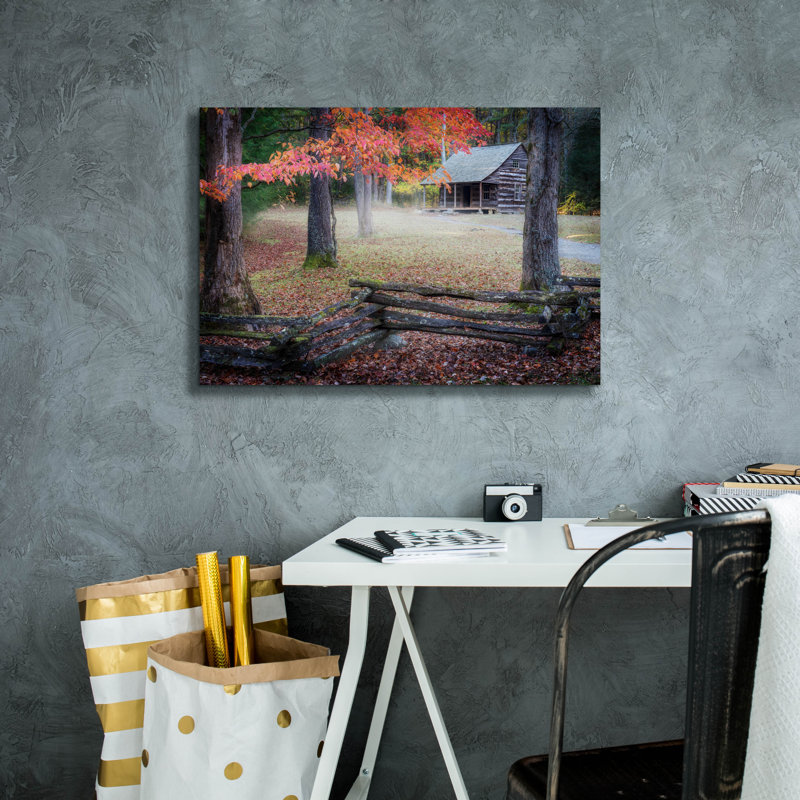 «Autumn At Carter Shields Cabin» par Rick Berk, art mural sur toile