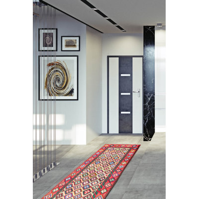 One-of-a-kind Hand Knotted Tribal Beige Wool Rug 2'8" x 9'11"