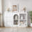 48"Sideboard Buffet Cabinet with Glass Doors,Modern Buffet Table with 3 Drawers, Coffee Bar Storage Cabinet,White