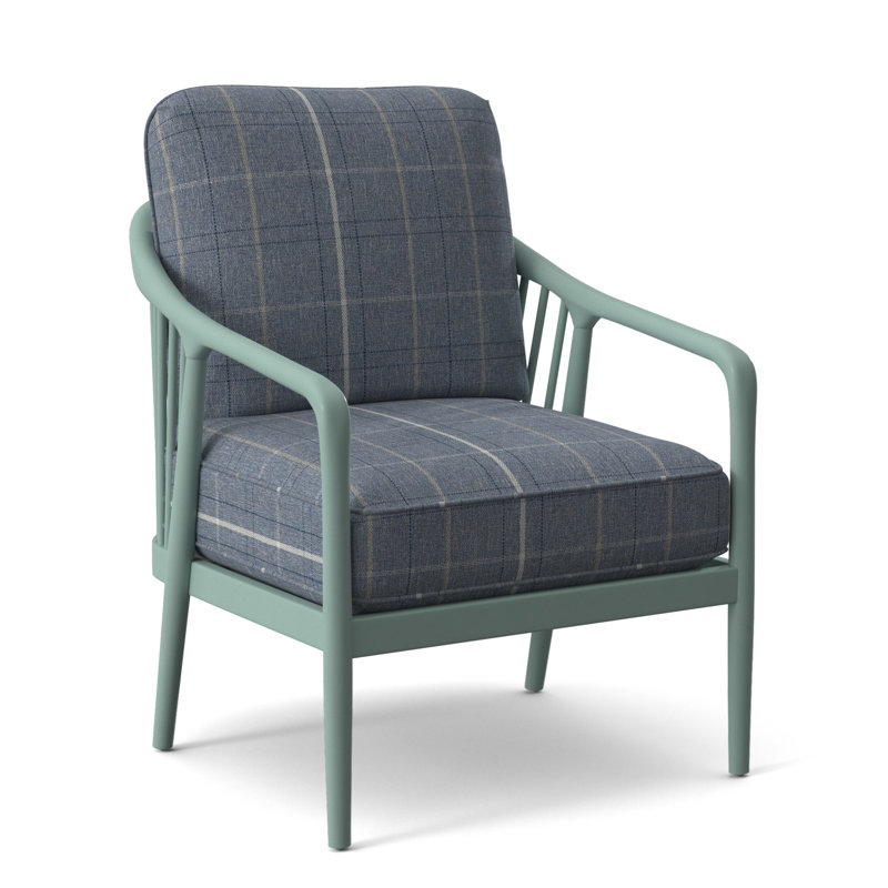 Guinevere Armchair, Lapis Plaid; 0126-63, Bisque