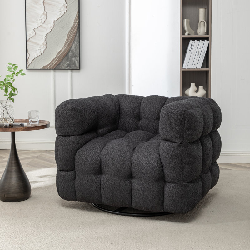 Fauteuil pivotant 38 po Brennan, Bouclé noir