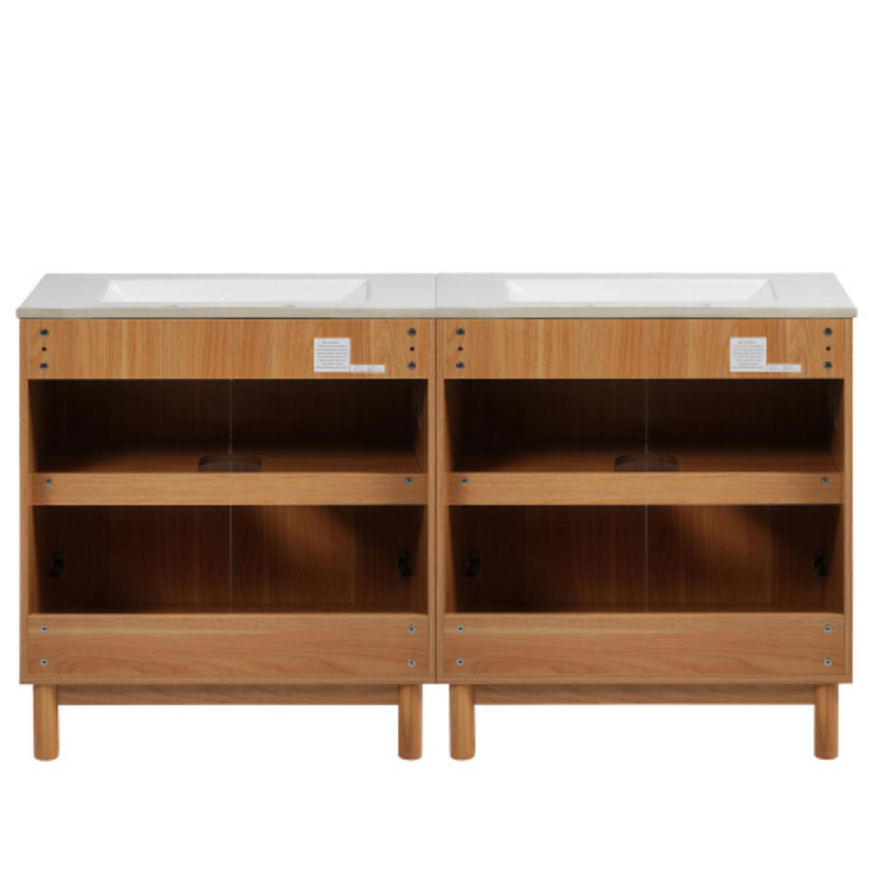 Ensemble de meuble-lavabo sur pied 60 "de style américain traditionnel (avec lavabo en céramique)