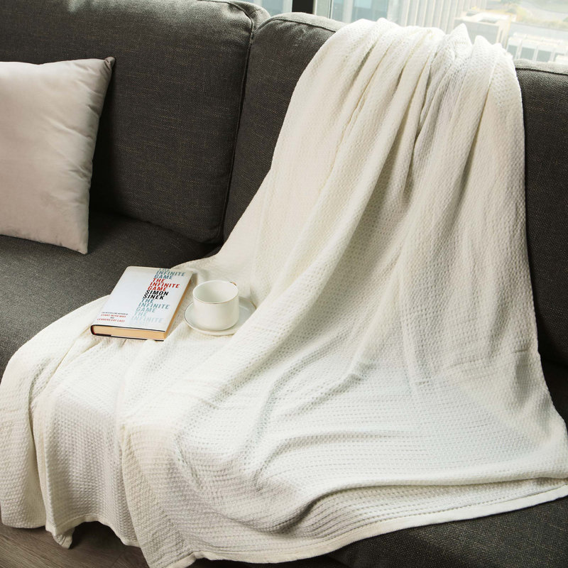 Waffle rayonne de couverture, L 80 po x L 90 po, Blanc