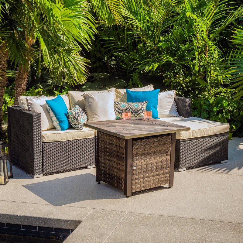 Rustic Brown Steel Square Gas Fire Pit