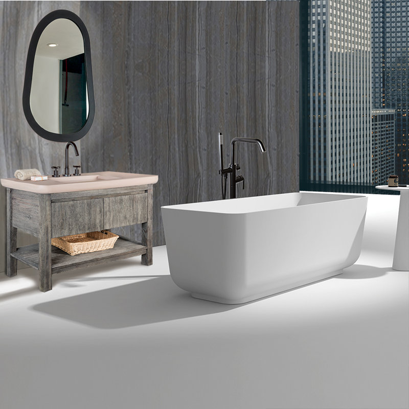 Navi 59'' L Freestanding Soaking Bathtub, Gloss White