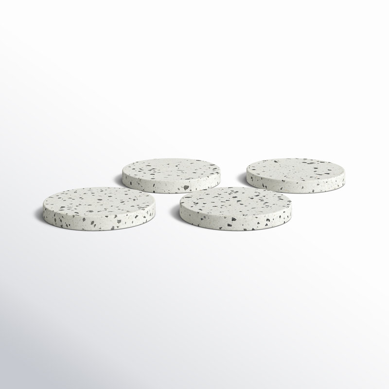 Devi Stone Round Coaster Set, Black/White