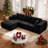 104" Wide Corduroy Modular Sectional Sofa Boneless Couch Sleeper For Living Room-78568786