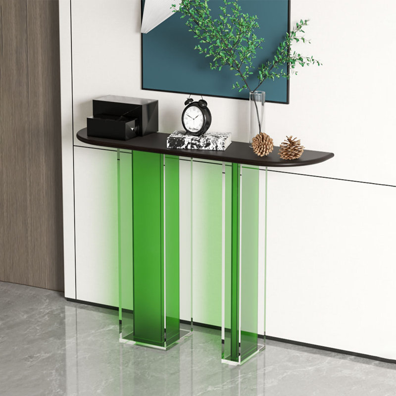 Console simple en bois massif et acrylique, H 31,5 po x l 39,37 po x P 11,81 po, Transparent / vert