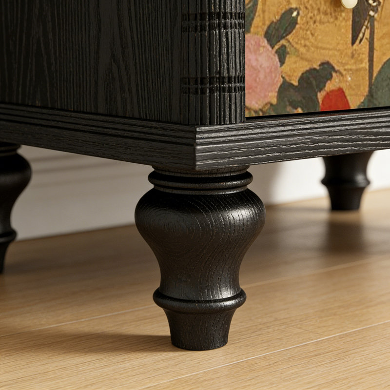 Commode d'entrée Mid-Century en bois massif, Noir