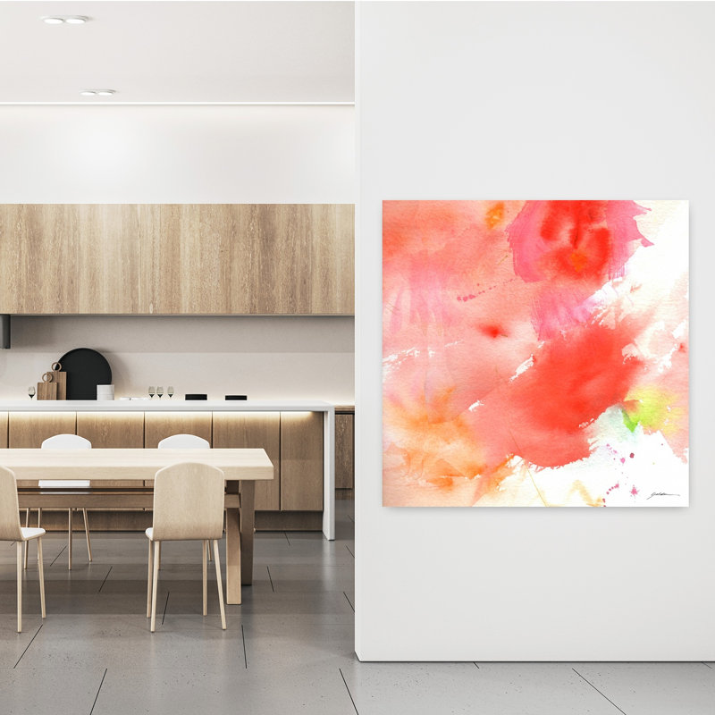 Art abstrait abstrait rose, H 48 po x l 48 po