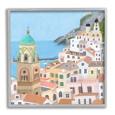 «Amalfi Traditional Italian Architecture Coastal Cliffside Cityscape», art mural sur toile surdimensionné par Carla Daly