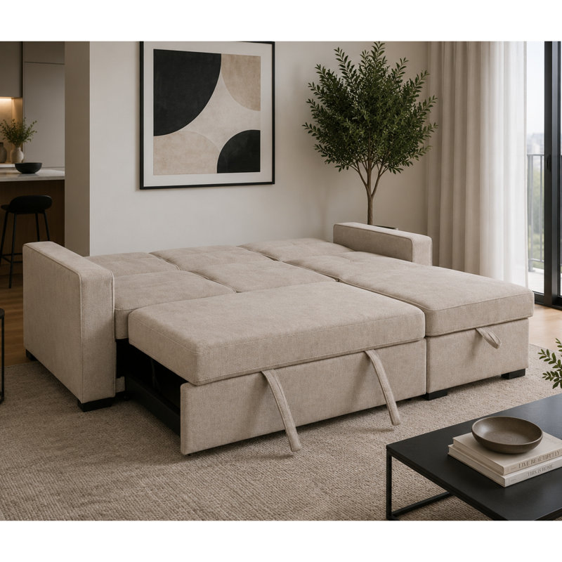  Canapé-lit modulaire avec méridienne Camden, taupe