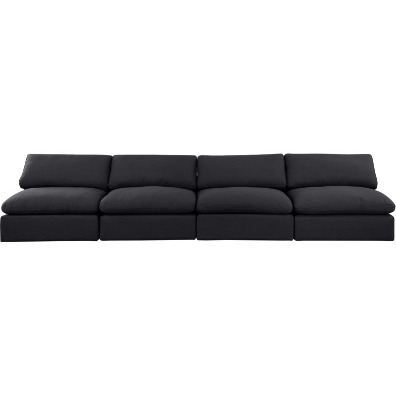 Hirvin Upholstered 156'' Sofa, Black Linen Textured Fabric