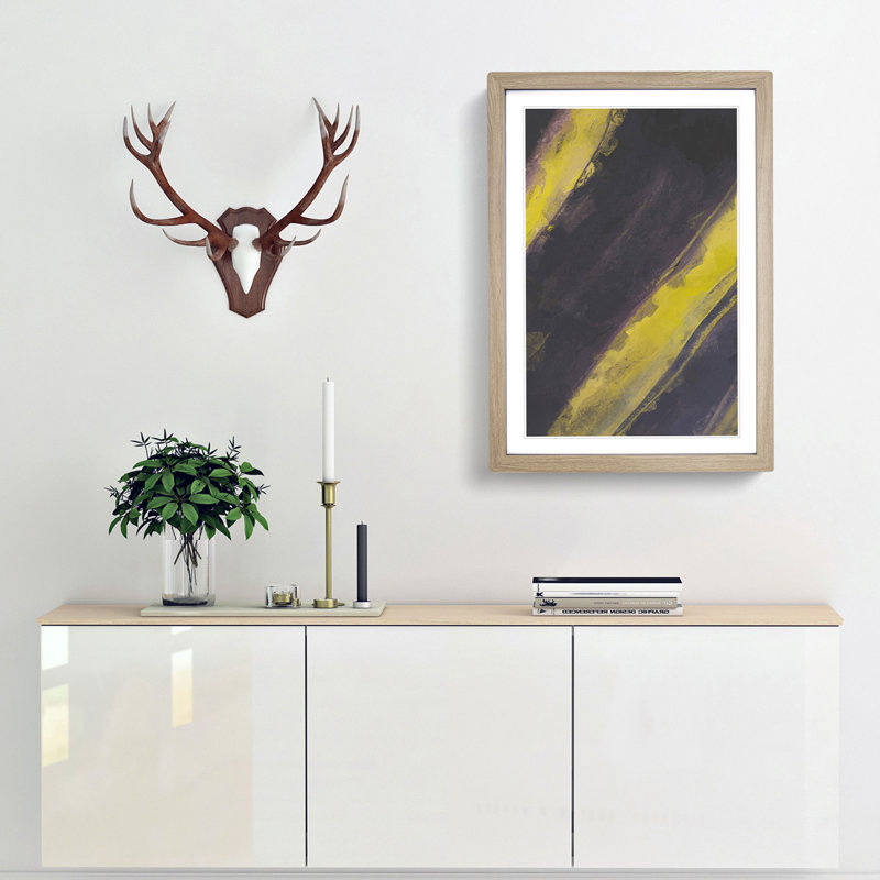 Stripes of Yellow in Abstract - Framed Print, 36cm H x 27cm W x 2cm D, Oak Framed