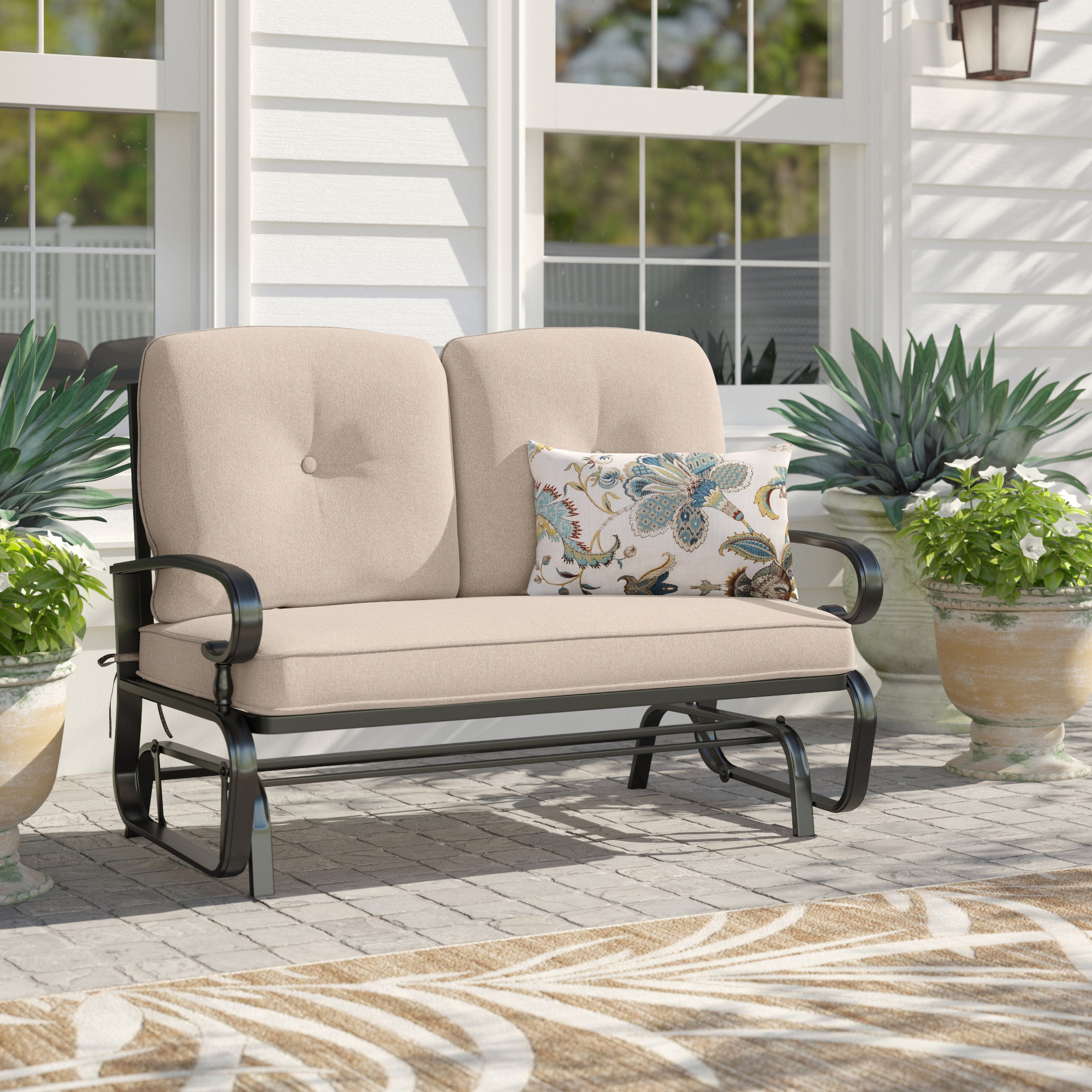 Lark Manor Adalet Patio Swing Glider Chair Rocking Loveseat Bench For 2 ...