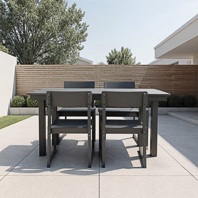 5-Piece Outdoor Dining, Weather-Resistant Patio Table With Umbrella Hole And 4 Armrest Chairs