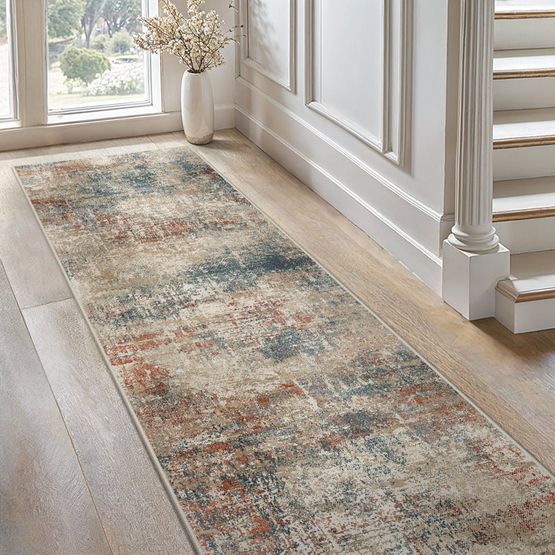 Abstract Machine Printed Area Rug, Runner 80 x 300 cm