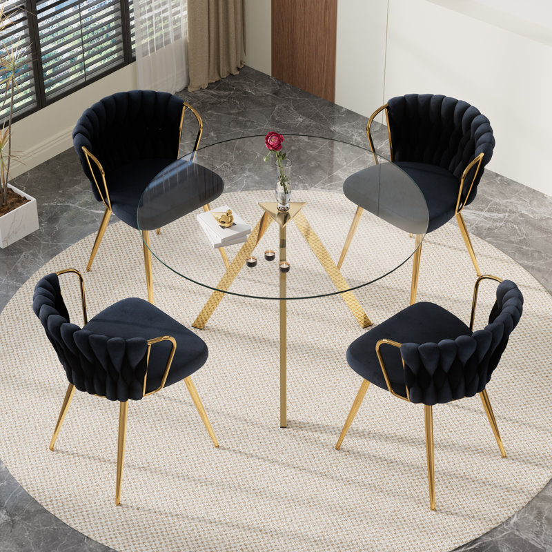 Ensemble de salle à manger, Noir, 3, H 29,5 po x l 39,2 po x P 39,2 po