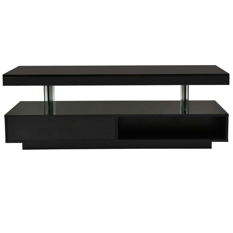 Table basse à DEL avec rangement, Noir