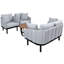 Luxury Modern 4-Piece Outdoor Iron Frame Conversation Set, Patio Chat Set With Acacia Wood Round Coffee Table For Backyard, Deck, Poolside, Indoor Use, Loveseat+Arm Chairs