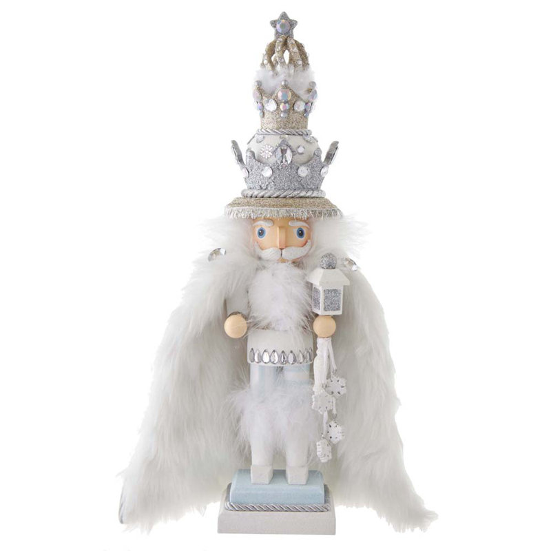Kurt Adler Hollywood Wooden Nutcracker Collection, White Fur King 18in