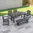 HDPE Outdoor Dining Set Of 6, Patio Dining Table Set With 4 Chairs And 1 Bench, 6 Pieces HDPE Dining Set With Umbrella Hole, Outdoor Furniture Sets For Deck, Poolside, Garden-1758654813