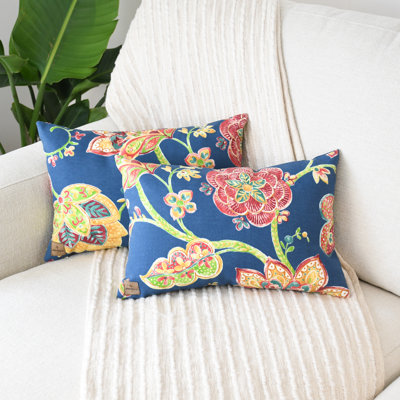 Outdoor Navy Floral 2 Pillow Set