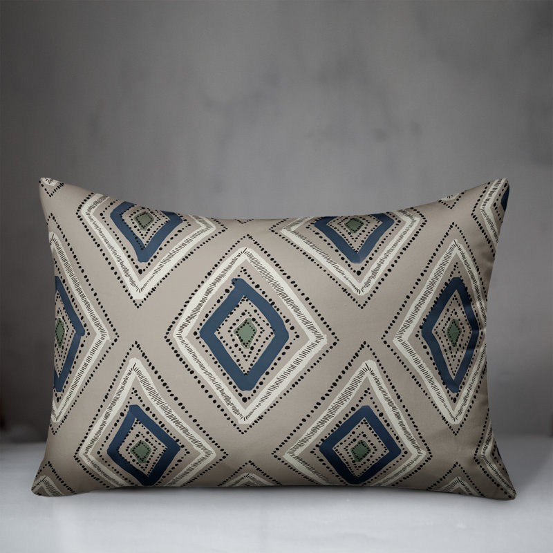 Abstract Outdoor Reversible Throw Pillow, Blue/Beige