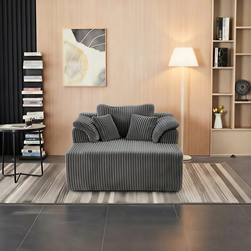 Chaise longue, canapé-lit rembourré en velours côtelé surdimensionné pour un siège profond et confortable, idéal pour les salons et les coins de lecture, aucun assemblage requis