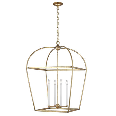 Lilo 4 - Antique Gold Light Dimmable Lantern Birdcage Chandelier
