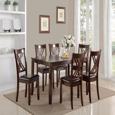Rectangular Table Pu Upholstered Dining Chairs Transitional Dining Room Wooden Dining Set Furniture