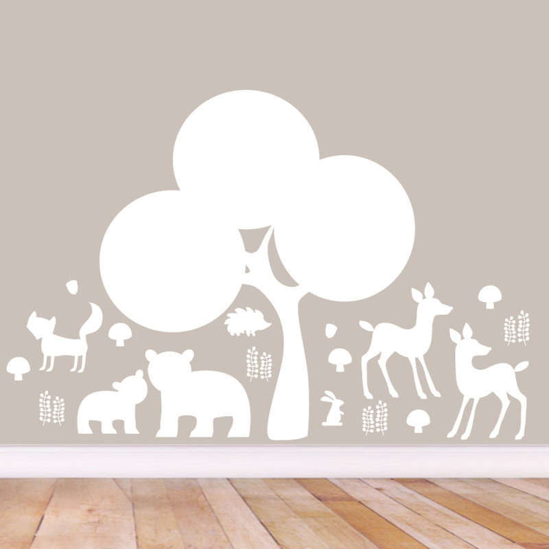 Décalcomanie murale forêt forestière, Blanc