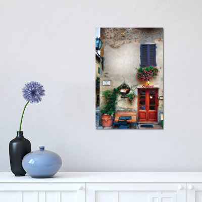 Quaint Restaurant Building in Pienza, Tuscany, Italy 1 Piece Wrapped Canvas Wall Art