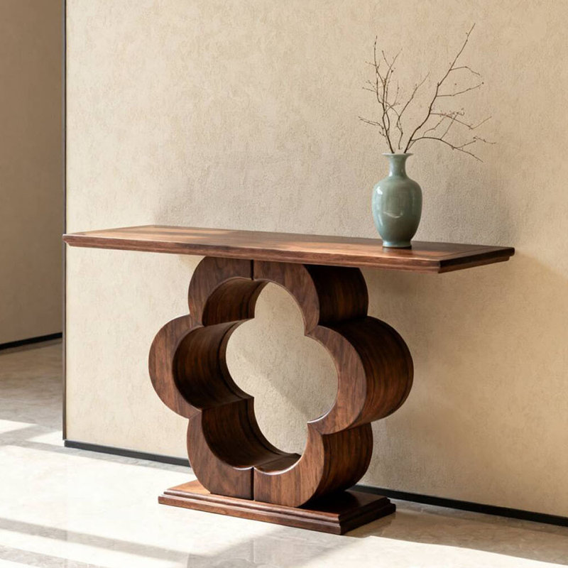Console brune simple de style chinois., H 35,4 po x l 55,1 po x P 15,7 po