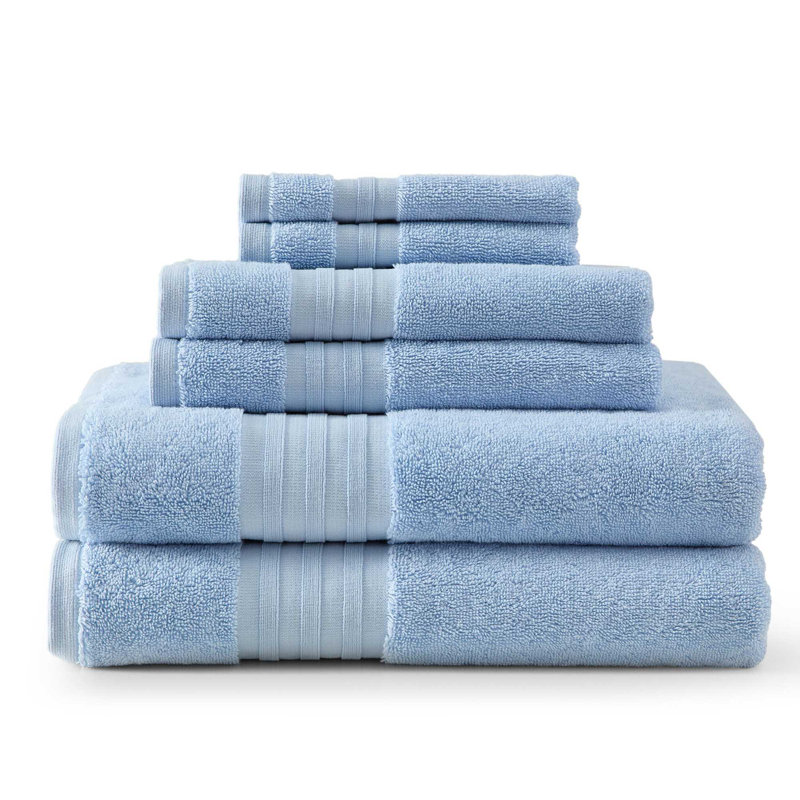 Martha Stewart Skyland Manor Solid Cotton 6 Piece Towel Set, Blue