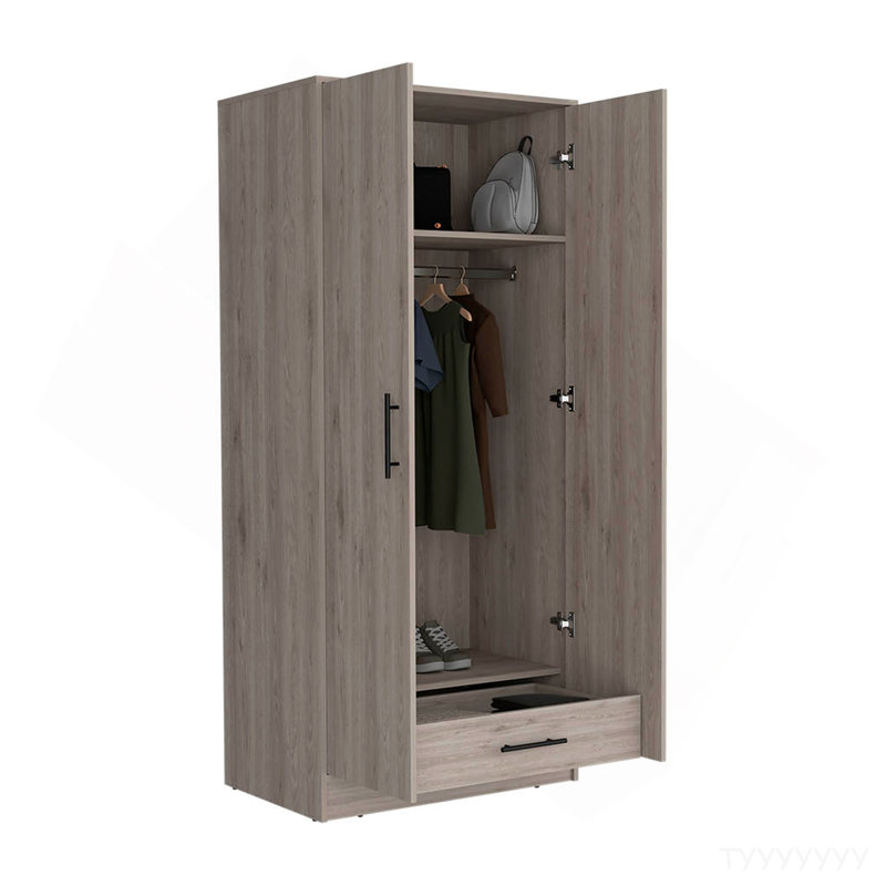 180 Armoire Beery, chambre à coucher, gris clair, Gris clair