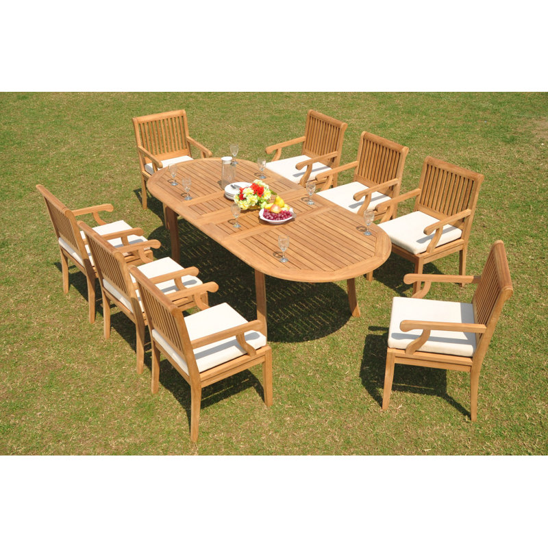 Ensemble repas 9 pièces teck Aydan, 8