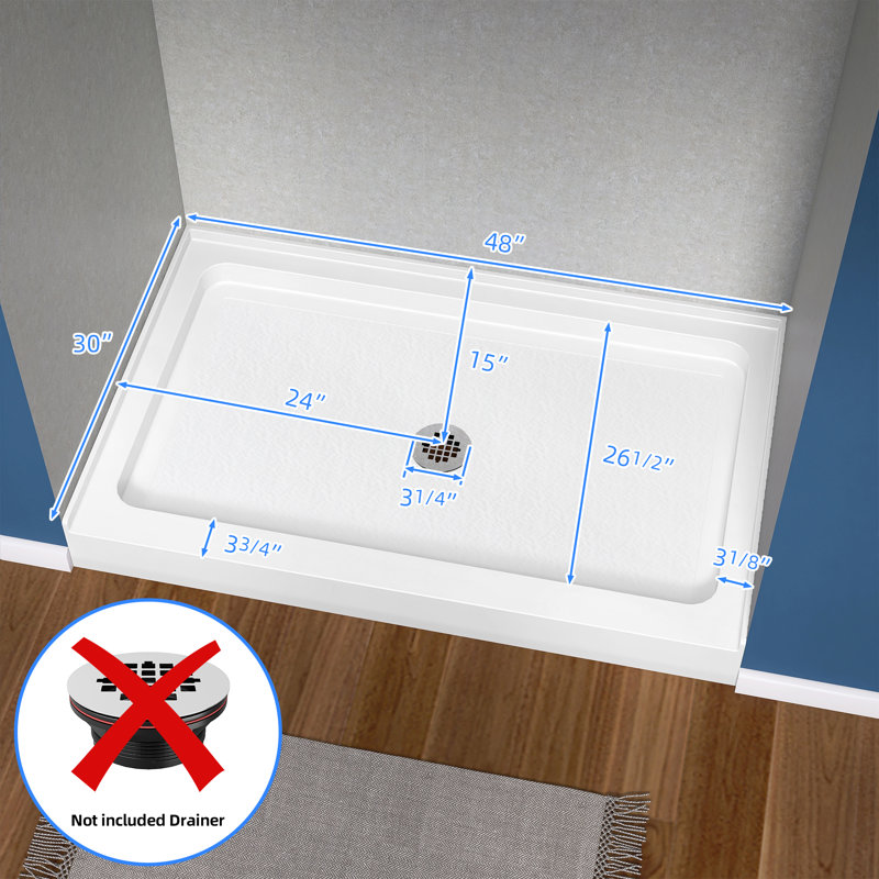 30 po P x 48 po X P 5 1/2 po Base de douche H