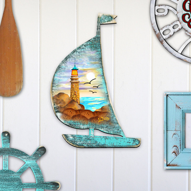 Porte-cintres de porte décoratives en bois pour phare voilier