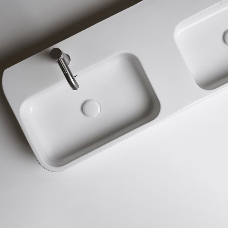 Cosa 47.2'' L Bathroom Sink, Single Hole, Glossy White