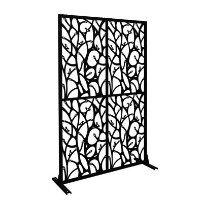 Metal Privacy Screens W3.8Ft X H6Ft Outdoor and Indoor Divider with Free Standing Decorative Privacy Screen for Balcony Patio Garden Room Divider, Bir by Latitude Run