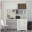 Bureau d'ordinateur personnel avec armoire, finition laquée blanc clair