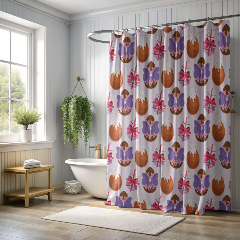 Rideau de douche 1 pièce Pâques, H 74 po x l 71 po