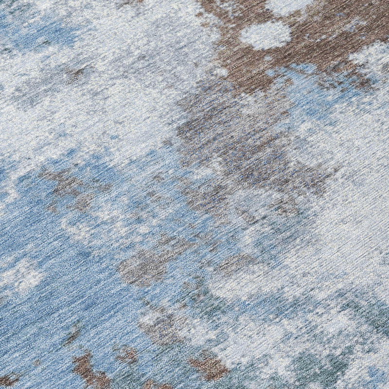 Tapis intérieur / extérieur brun lavable à la machine Xhevrie, Rectangle 10 pi x 14 pi