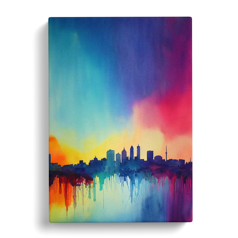 Paint Drip City Skyline No.5 Abstract - Wrapped Canvas Print, 50cm H x 35cm W x 3cm D