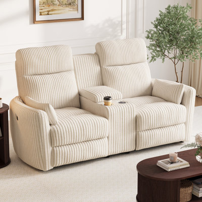  Sherry 67'' Manual Reclining Sofa with with Storage Console, USB Charging & Cup Holders