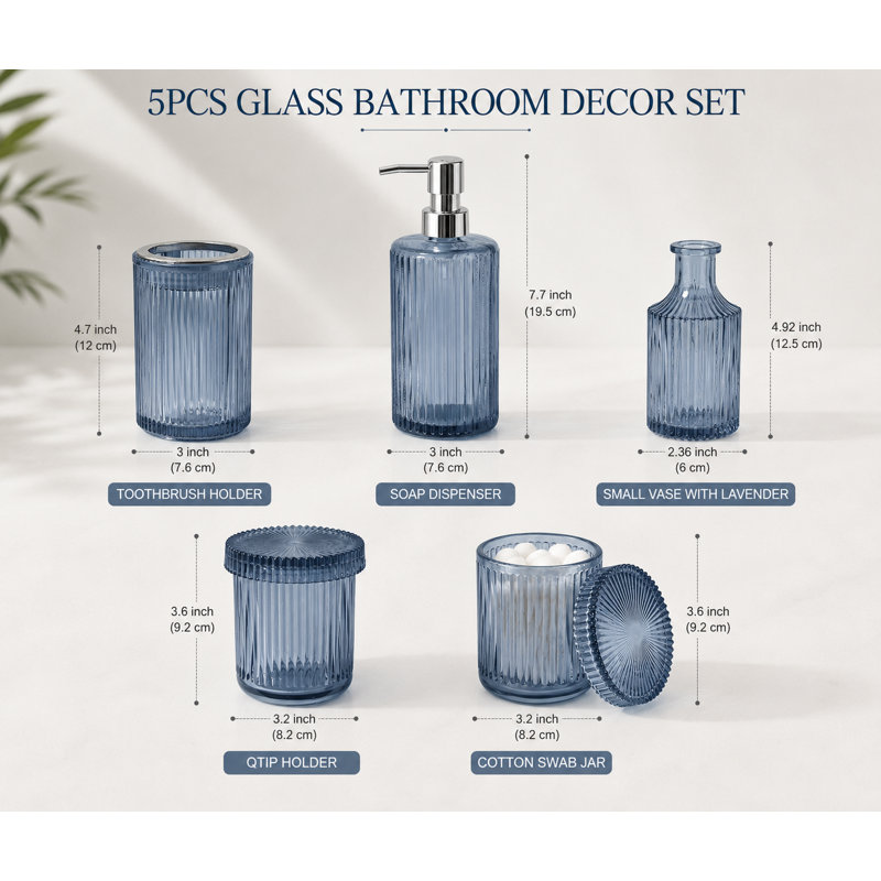 Blue Bathroom Accessories 5 Pcs