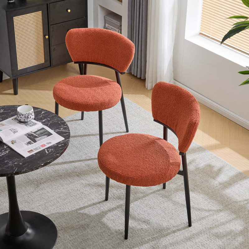 Chaise de salle à manger rembourrée Boucle, Orange