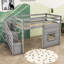 Jadi Twin Wooden Loft Bed with Staircase-790637228