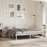 Lark Manor Metal Bed Frame With Headboard White Single